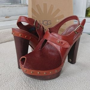 UGG "Nicco" Slingback Peeptoe Platform Heel